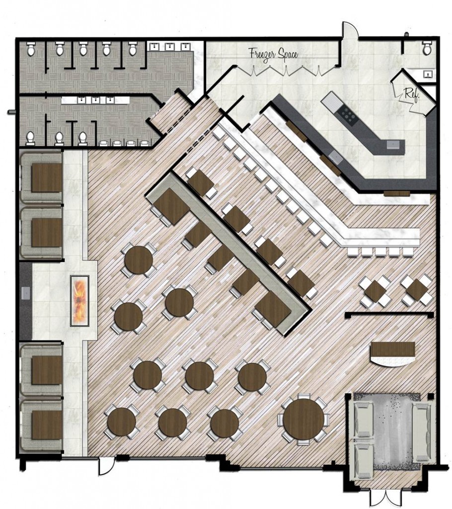 restaurant rendered plan style by design